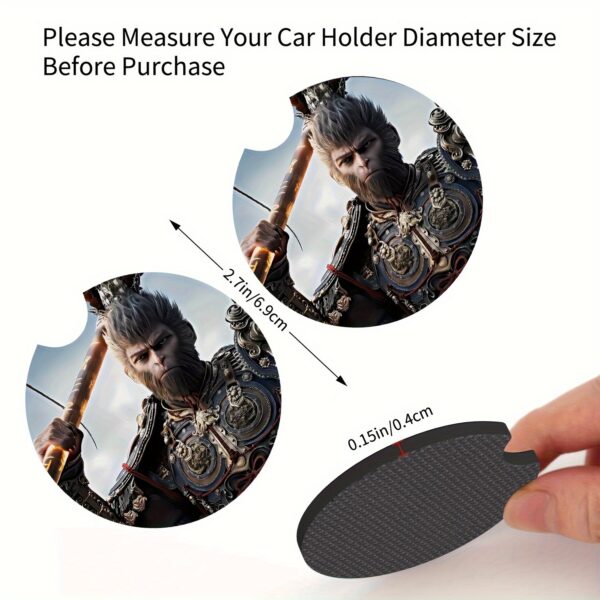 2pcs Sun Wukong Inspired Neoprene Car Coasters - Image 5