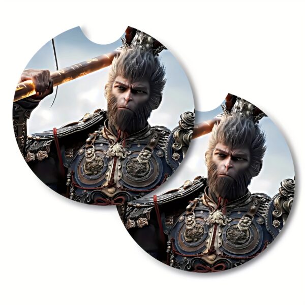 2pcs Sun Wukong Inspired Neoprene Car Coasters - Image 6