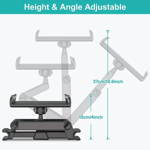 Car Tablet Holder, Headrest Tablet Mount Headrest Stand Cradle Compatible With Devices For IPad Air Mini, Other 4.7-12.9" Cell - Image 3