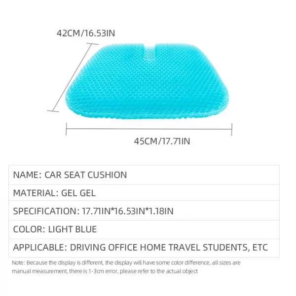 Car Gel Cooling Seat Cushion 3D Honeycomb Cool and Breathable Cool Ice Silk Car Home Office Chair Cushion Car Accessories - Image 2