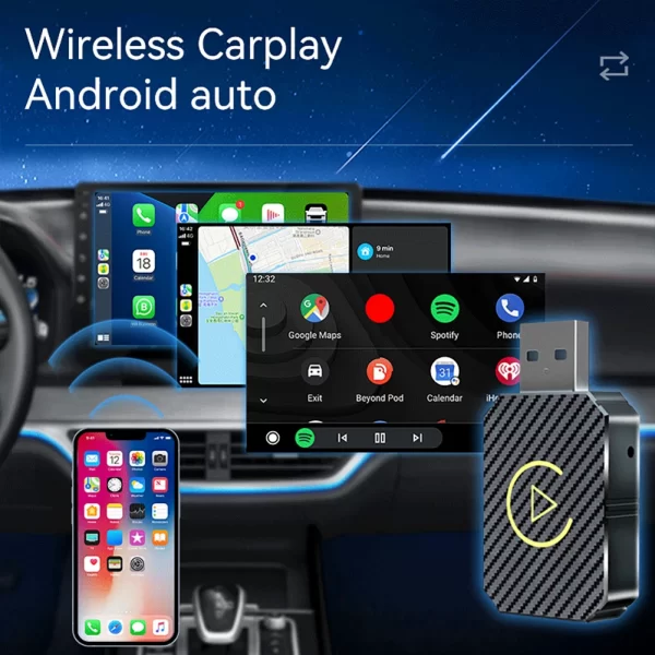 Wireless Carplay Android Auto Adapter 2 in 1 Mini Box Plug&Play Wireless Dongle BT WiFi for Wired CarPlay/Andriod Auto Cars - Image 3